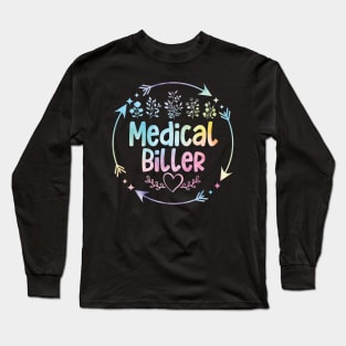 Medical Biller Medical billing specialist cute floral watercolor Long Sleeve T-Shirt